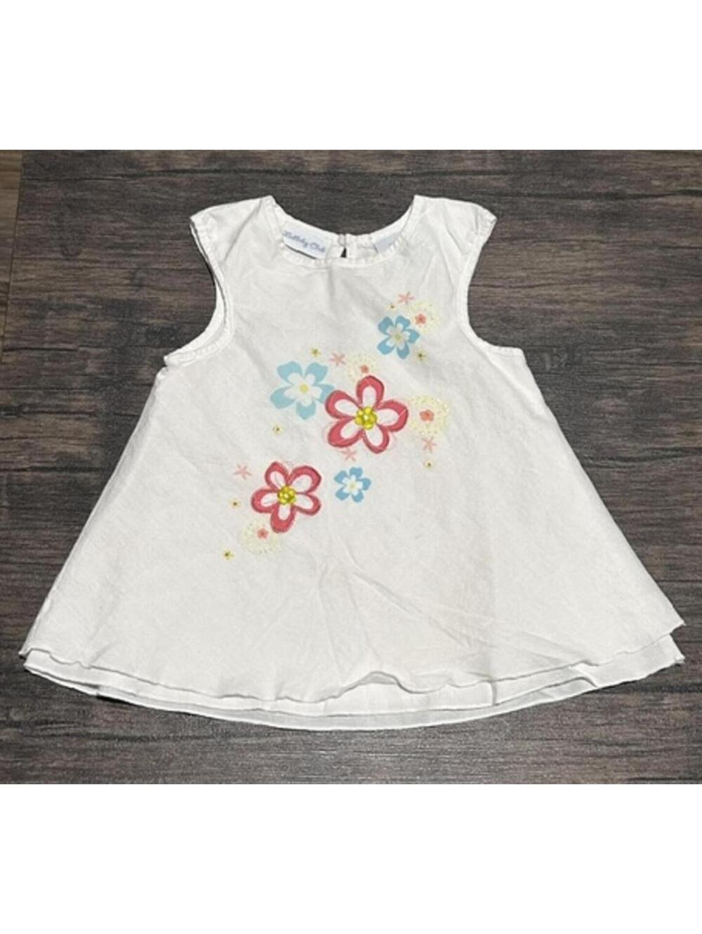 Lullaby‎ Club Floral Applique Cotton Baby Dress Sweet Cottage Garden Party 9M